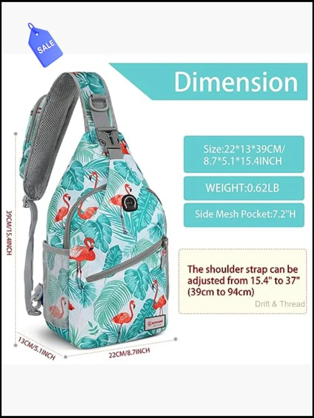 Sling Bag Water Resistant Anti Theft Crossbody Backpack Travel Hiking Daypack